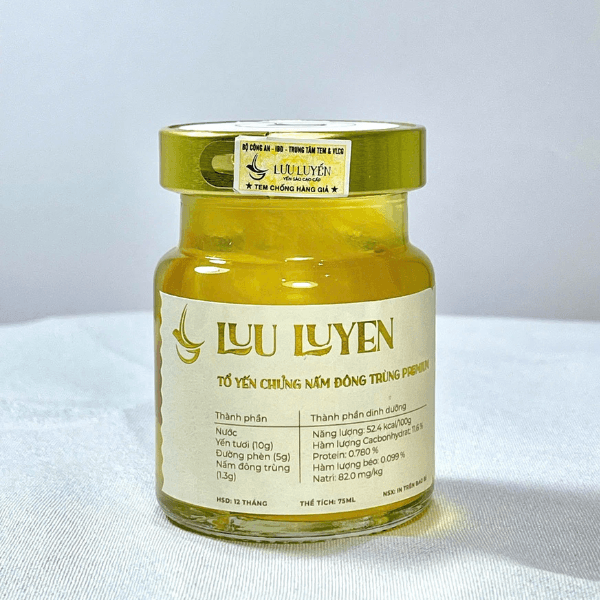 Set Quà Tặng 6 Hũ Yến Chưng Nấm Đông Trùng Tiệt Trùng Premium (Hũ/75ml)