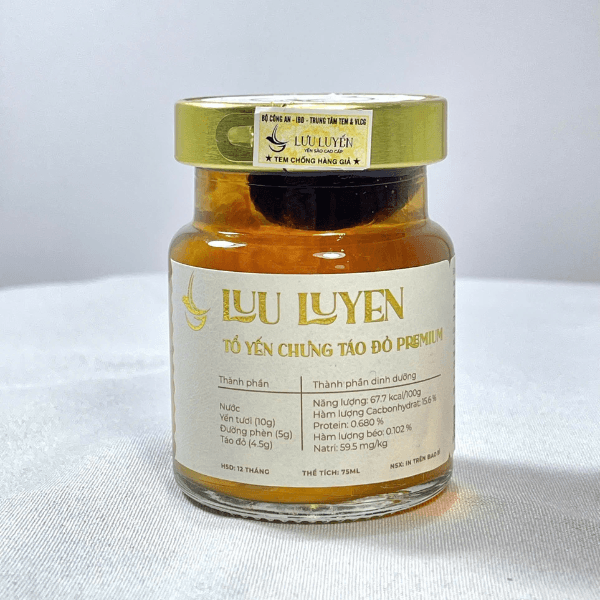 Set Quà Tặng 6 Hũ Yến Chưng Táo Đỏ Tiệt Trùng Premium (Hũ/75ml)